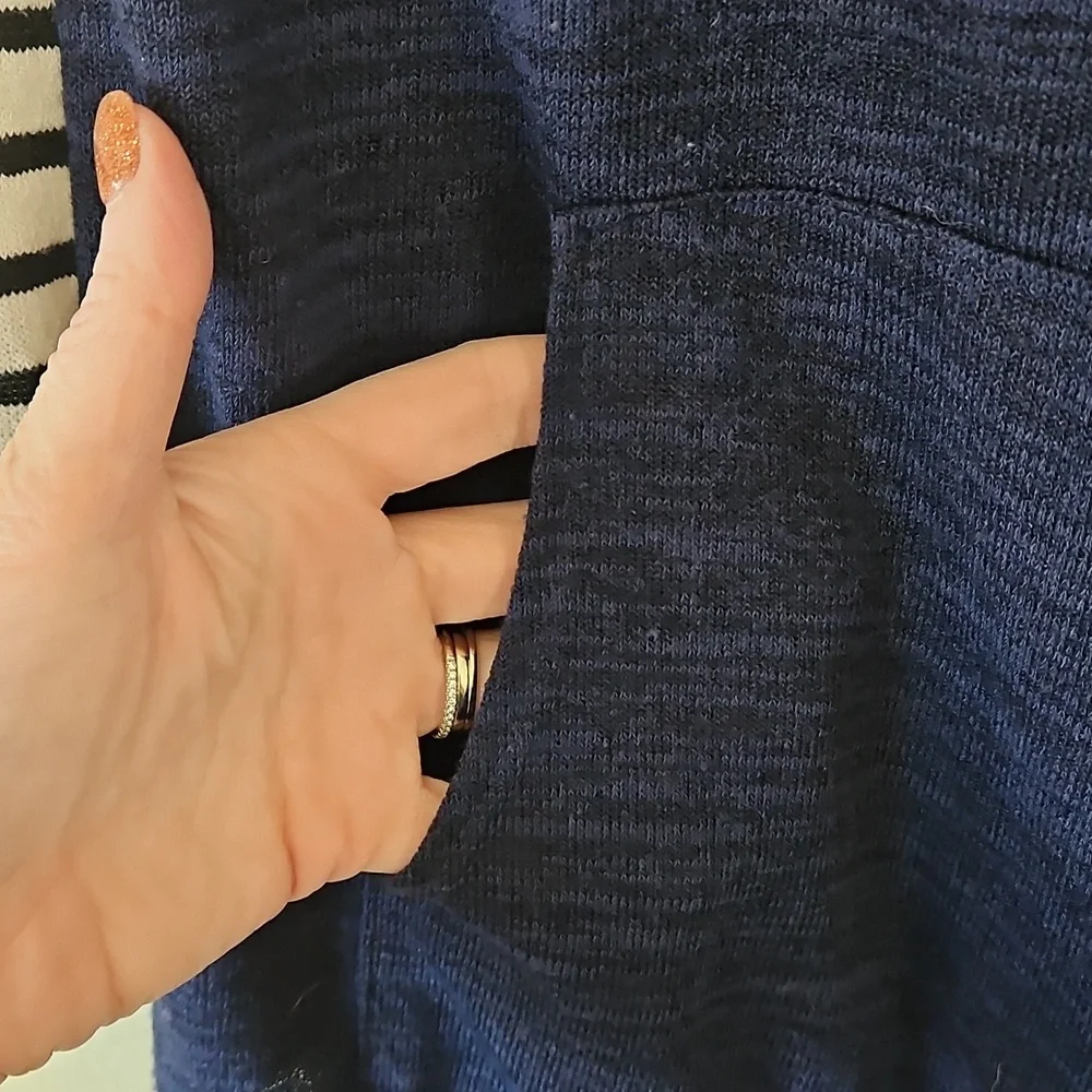 12 PM By‎ Mon Ami Navy and White Striped Top Large